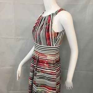Nine West Fit & Flare Striped Floral Dress Size 4